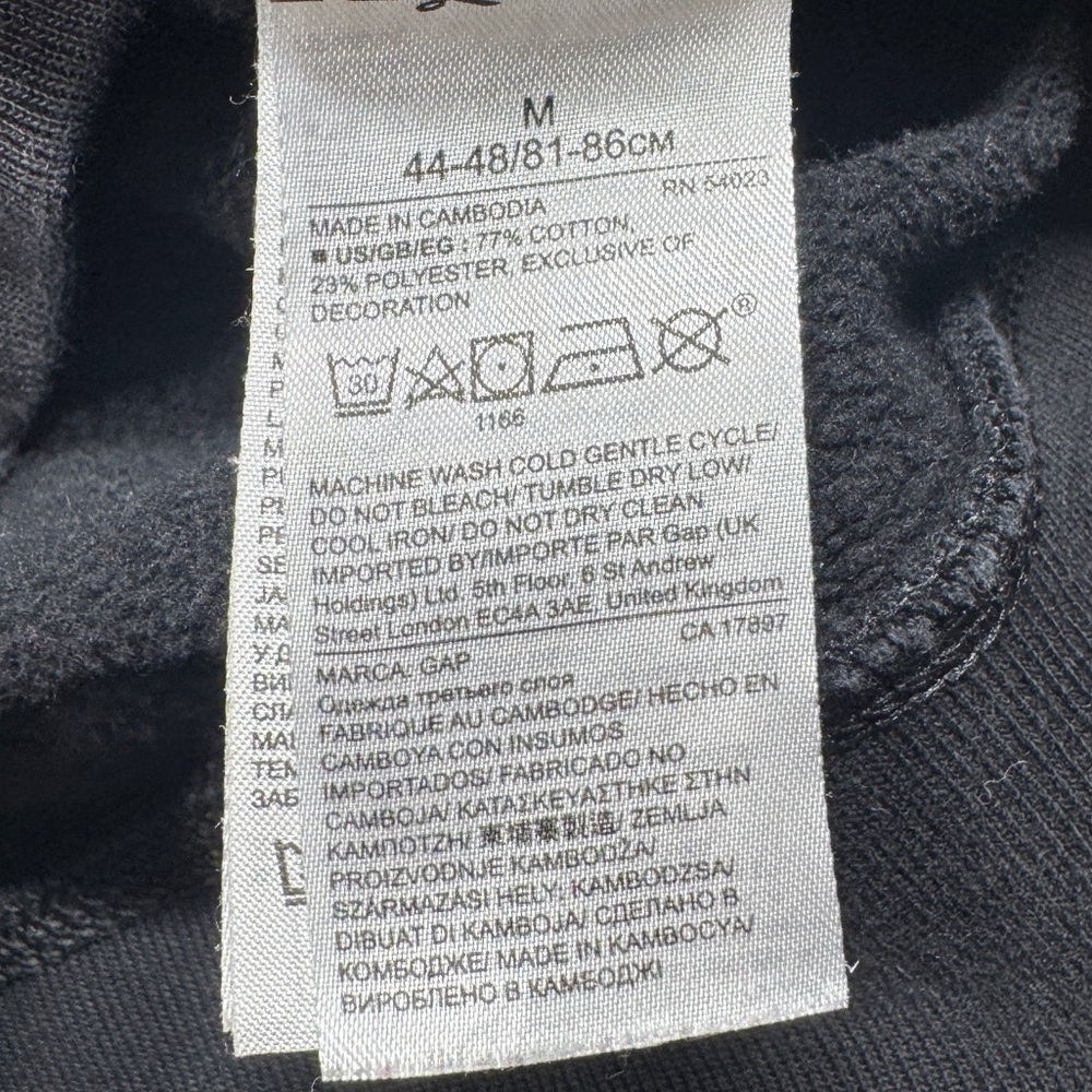 Y2K Style Gap Men’s Full Zip Logo Spellout Black Grey Hoodie Sweatshirt Medium - Picture 16 of 16